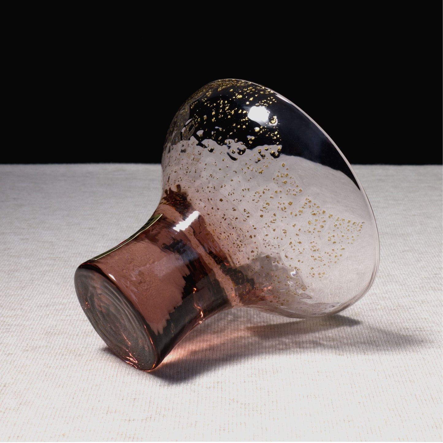 Yachiyo Handcrafted Edo Glass Sake Cup Footed Plum Red / 八千代窯 江戸硝子