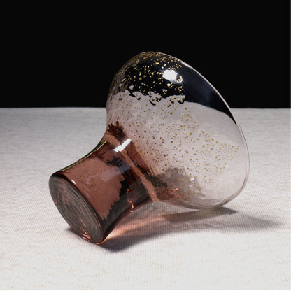 Yachiyo Handcrafted Edo Glass Sake Cup Footed Plum Red / 八千代窯 江戸硝子