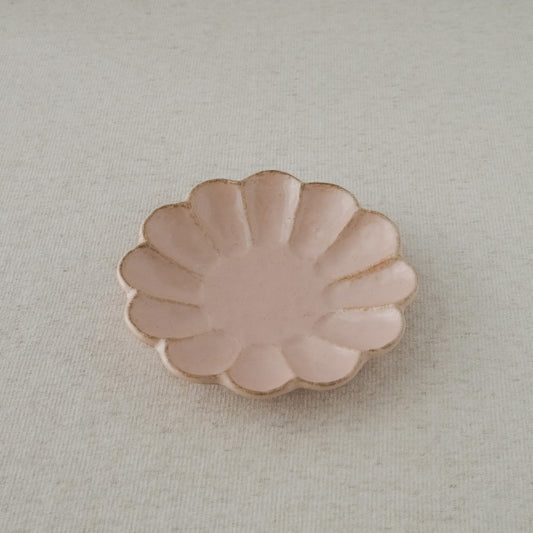 Elegant handcrafted pink dessert plate made in Japan - Top view