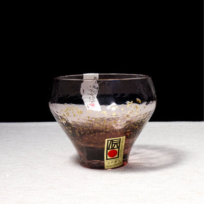 Yachiyo Handcrafted Edo Glass Sake Cup - Plum Red / 八千代窯 江戸硝子