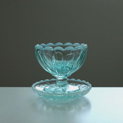 Hiroto Glass - 雪の花 Blue Dessert Set
