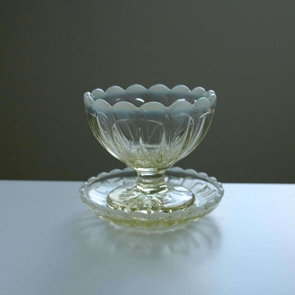 Hiroto Glass - 雪の花 Yellow Dessert Set